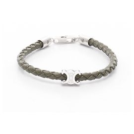 Céline Pulseira de couro em aço inoxidável Celine Triomphe Beach Verde