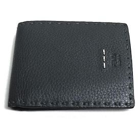 Fendi Selleria Leather Bifold Wallet Grey