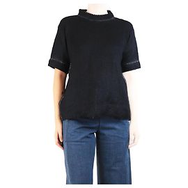 Prada Schwarzer kurzärmeliger Mohair-Pullover - Größe UK 8 Schwarz