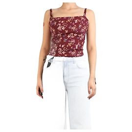 Reformation Weinrotes Blumen-Top mit Bindeträgern - Größe UK 8 Rot
