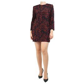Saint Laurent Vestido mini de estampado de leopardo rojo oscuro - talla UK 8 Roja