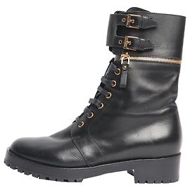 Sergio Rossi Black Midway biker boots - size EU 38.5 Black