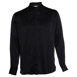 Camicia in seta nera a righe Saint Laurent Nero