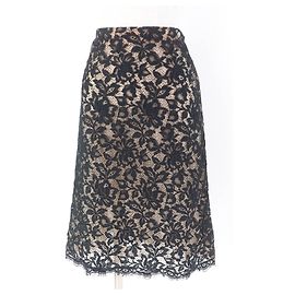 Saia de seda e renda Chanel P64618V60643 Preto