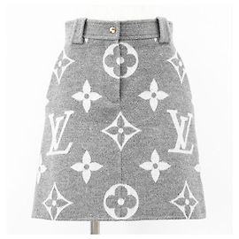 Louis Vuitton Giant Monogram Wool Silk Skirt Grey