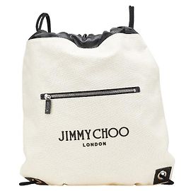 Sac à dos en toile et cuir JIMMY CHOO Noir Beige