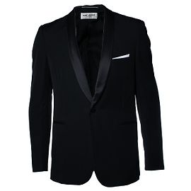 Schwarze Smokingjacke von Saint Laurent mit Satinrevers Schwarz