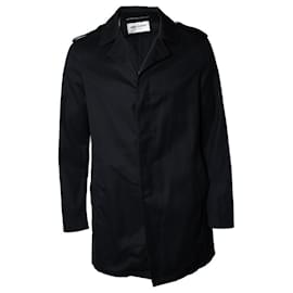 Saint Laurent-Saint Laurent, black cotton mix trench coat 2019-Black