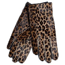 Luvas de pelo de bezerro leopardo Raf Simons Marrom