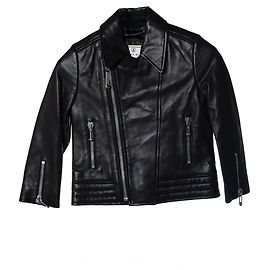 Giacca da motociclista in pelle nera Philipp Plein Junior Nero