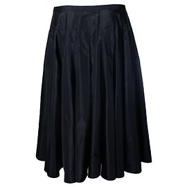 Falda midi plisada de seda negra Ralph Lauren Negro