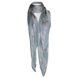 Cachecol de seda verde com estampa de caveira Alexander McQueen Verde