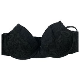 Sujetador Dior de encaje negro con strass Negro