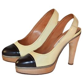 Lanvin Bicolor Patent Leather Pumps Black White Black White