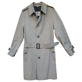 Gabardina Burberry London de algodón blanco y negro Negro Blanco