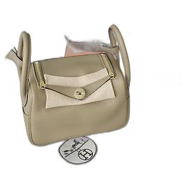 Hermès Mini Lindy II Verso Swift Leder Beige Marfa Beige Anthrazitgrau