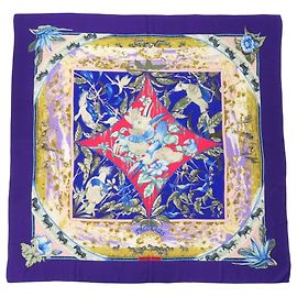 Sciarpa Hermès Carré 140 Tropic Multicolore in Cashmere e Seta Multicolore