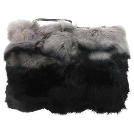 Clutch em pele de raposa e couro Tod's Marrom Preto