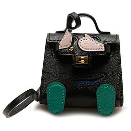 Hermès Black Swift Kelly Doll Bag Charm Black