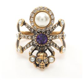 Alexander McQueen Spinnenring Weiß Lila