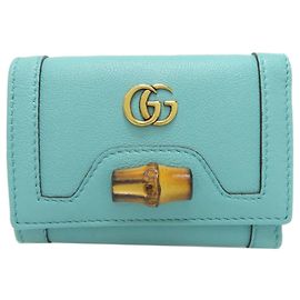 Carteira compacta Gucci Diana em bambu Azul