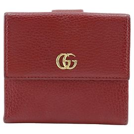 Gucci GG Marmont Bifold Wallet Leather Compact Red