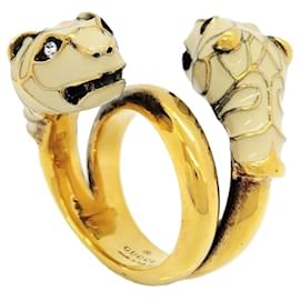 Gucci-Gucci Tiger Head Gold Band Ring Size 9-Golden