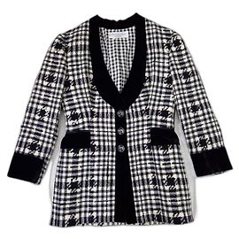 Christian Dior Boutique giacca bianca e nera tartan Nero Bianco