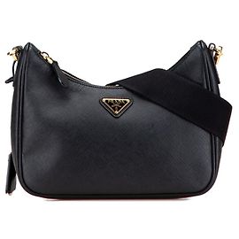 Bolso de hombro con placa de logo triangular Prada Negro