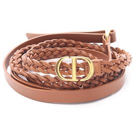 Cinto duplo de couro marrom feminino Christian Dior Marrom