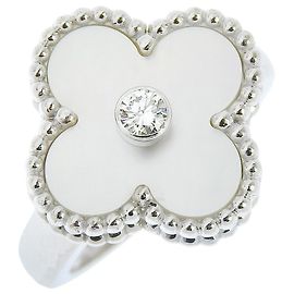 Anello Vintage Alhambra Van Cleef & Arpels in oro bianco 18K con madreperla e diamante Argento