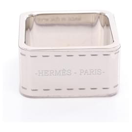 Hermès-Anneau de foulard Hermès Bordeaux 90-Argenté