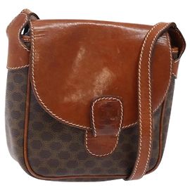 Céline Bolsa de Ombro em Lona Macadam CELINE em Couro PVC Marrom Dourado Auth 141524 Marrom Dourado