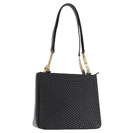 BALLY Borsa a Spalla in Pelle Nera e Oro Auth BA6042 Nero D'oro