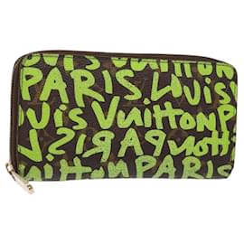 Louis Vuitton-LOUIS VUITTON Monogram Graffiti Zippy Wallet Green M93712 LV Auth 141195-Green,Monogram