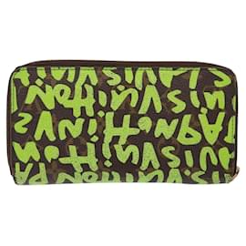 Louis Vuitton-LOUIS VUITTON Monogram Graffiti Zippy Wallet Green M93712 LV Auth 141195-Green,Monogram