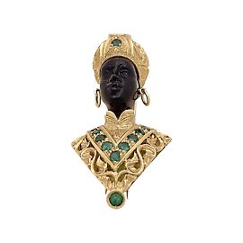 Autre Marque Broche G.NARDI, "Moretto", oro amarillo, esmeraldas, ébano. Otro