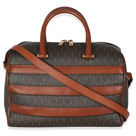 Saint Laurent Monogram Canvas Tan Calfskin Classic Duffle Bag Brown