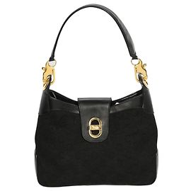 Céline Monogram Canvas and Leather Handbag Black Black