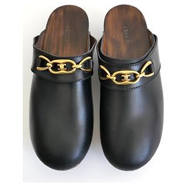Céline Celine Les Bois Clogs Black Black
