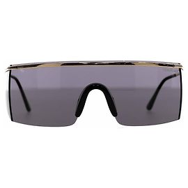 Tom Ford Pavlos Shield Sonnenbrille aus schwarzem Metall Grau