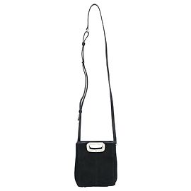 Borsa a spalla Maje Mini M in suede nero con cristalli Nero