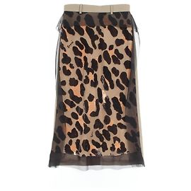 Sacai Wool Polyester Skirt Black Beige Green Khaki