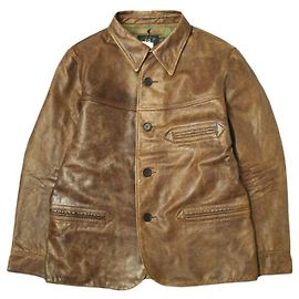 Ralph Lauren Casaco de couro RRL BRADLEY em couro de vaca de grão integral Marrom