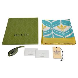 Foulard in seta Gucci blu e giallo Blu Giallo