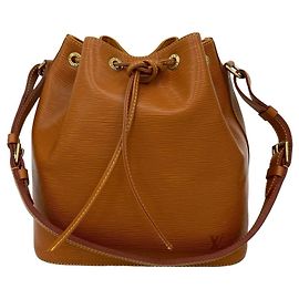 Louis Vuitton Petit Noe Epi Leather Drawstring Bag Brown