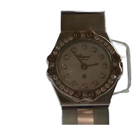 Reloj de dama Chopard con bisel de diamantes Plata