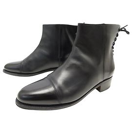 JOHN LOBB IVY BLACK LEATHER BOOTS 4.5E 37 BOX Black