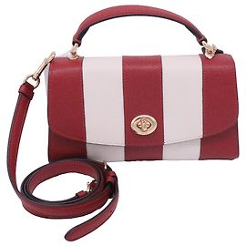 Borsa a tracolla a righe Coach Tilly 23 in pelle rossa e bianca Multicolore