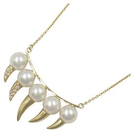 Colar de pérolas e diamantes Tasaki Danger Fang Au750 Branco